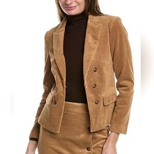 NANETTE LEPORE Natalie Corduroy Stretch Cotton Light Brown Blazer